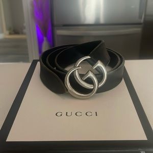 AUTHENTIC WOMENS LEATHER BELT WITH DOUBLE G BUCKLE